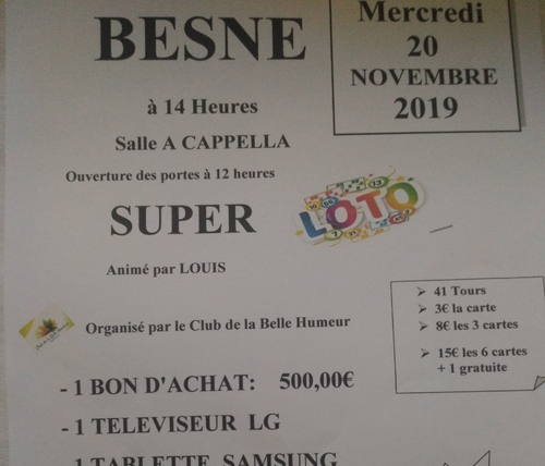SUPER LOTO DU CLUB DE LA BELLE HUMEUR